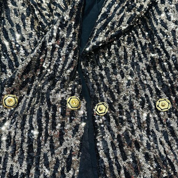 Balmain Blazer 40/US 8/ M Gold Sequin Peak Lapel Double-Breasted NWT $3995 - Picture 11 of 15